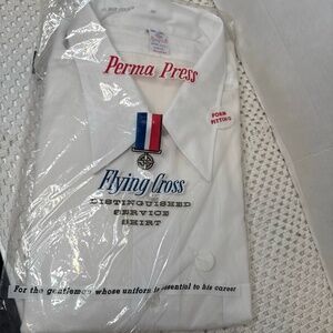 NOS Vintage Flying Cross Perma Press‎ Poplin High Test White Service Shirt 18.5
